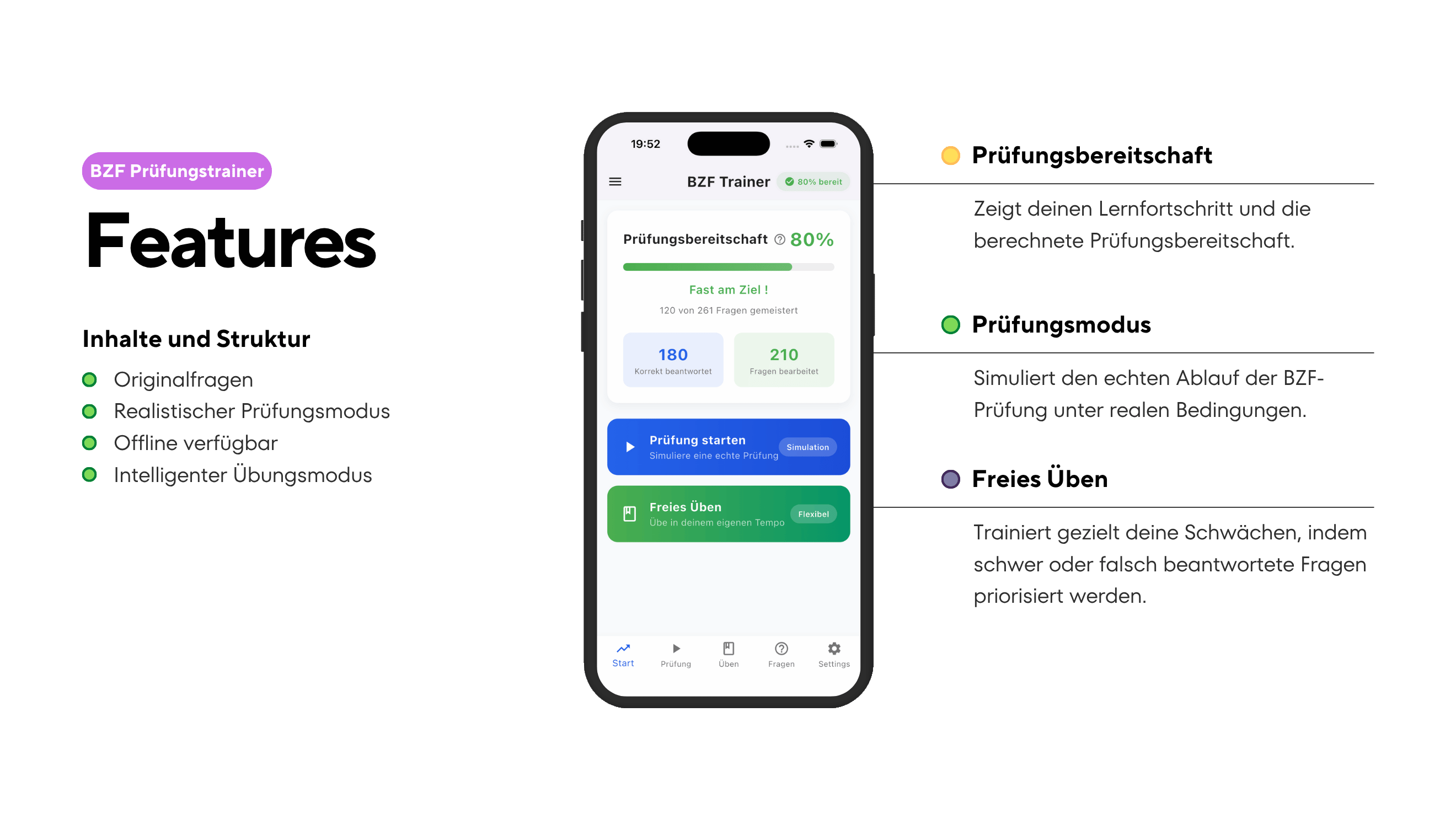 BZF App Features Übersicht